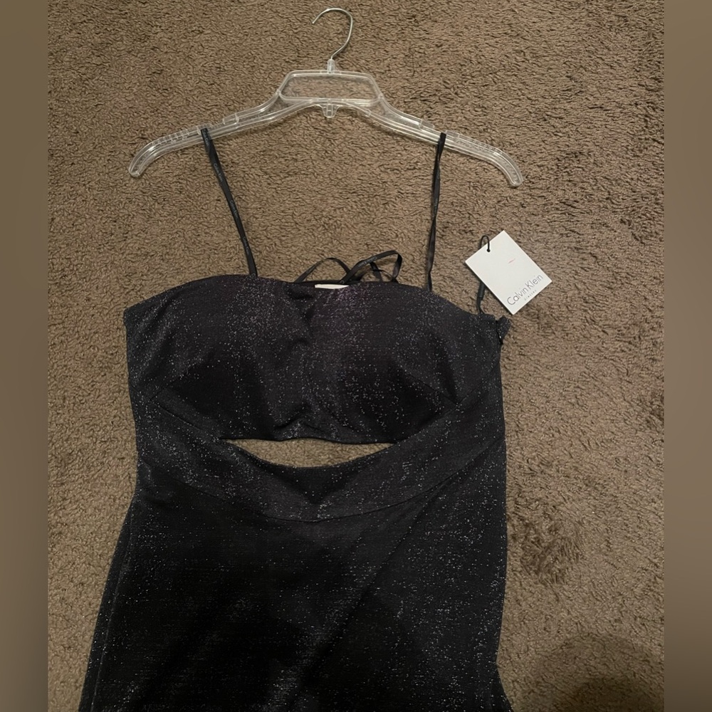 Brand New Black Sparkly Calvin Klein Strapless Dress